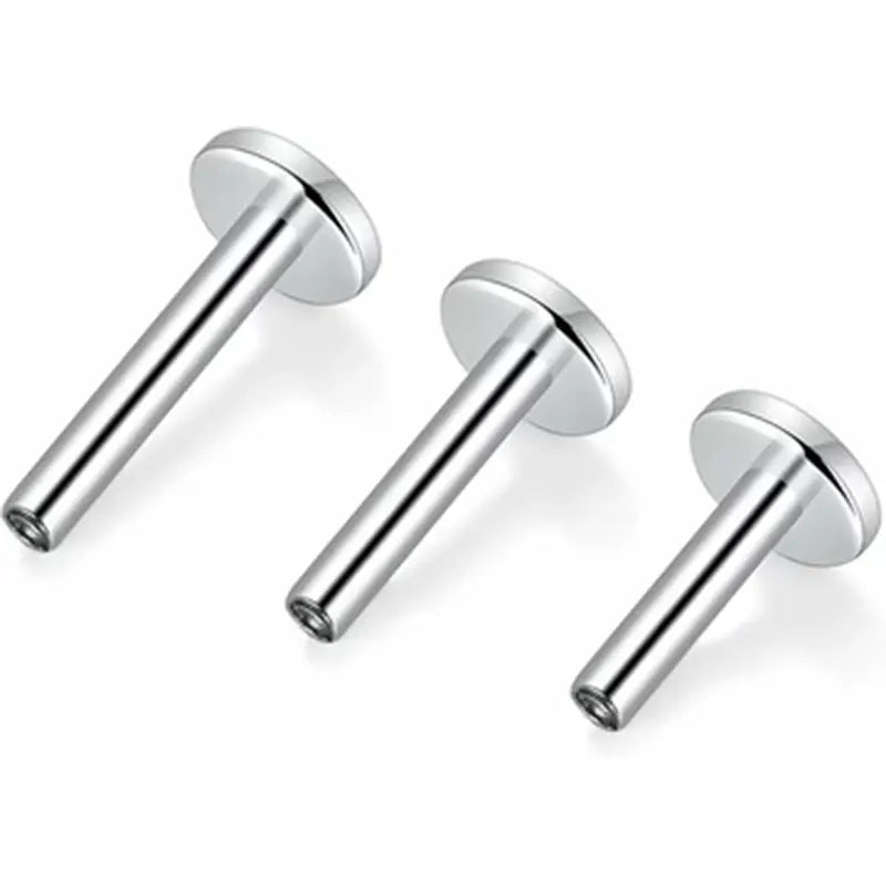 GAGABODY 3pcs G23 Titanium Internally Threaded Labret Bar Stud Post 16G 6/8/10mm Labret Monroe Lip Studs Helix Cartilage Tragus Earring Piercing Without End