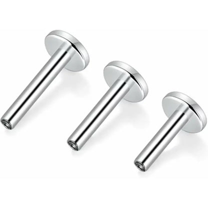 GAGABODY 3pcs G23 Titanium Internally Threaded Labret Bar Stud Post 16G 6/8/10mm Labret Monroe Lip Studs Helix Cartilage Tragus Earring Piercing Without End