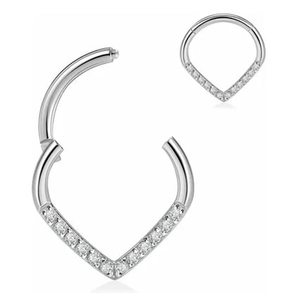 16G Daith Earrings 8-10mm Unique Front Facing CZ/Opal/Five-Pointed Star/Pyramid Shape Steel Seal Design 316L Surgical Steel Septum Piercing Jewelry Helix Tragus Earring