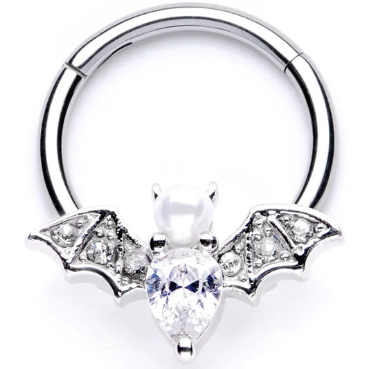 3/8 Clear Gem Vampire Bat Halloween Hinged Segment Ring