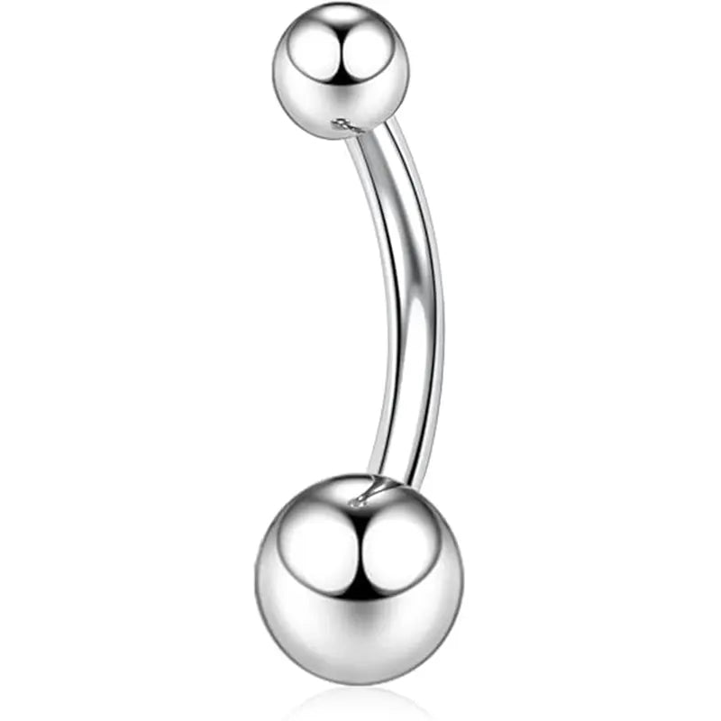 14G G23 3/8 Titanium Internal Thread Silver Belly Button Ring