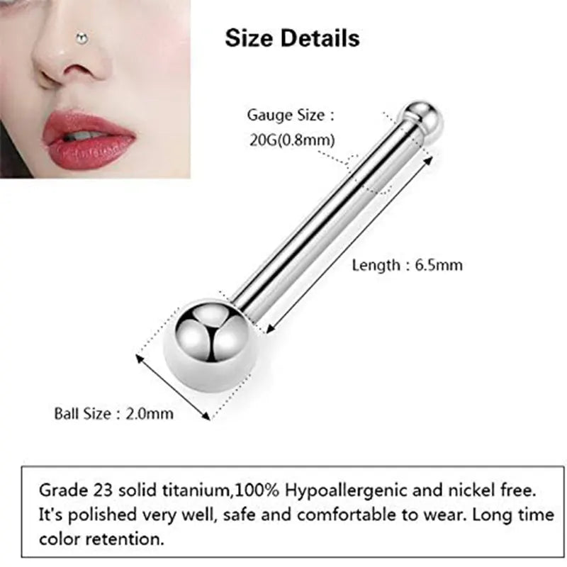 20G Micro Titanium Nose Pins 4 Pack