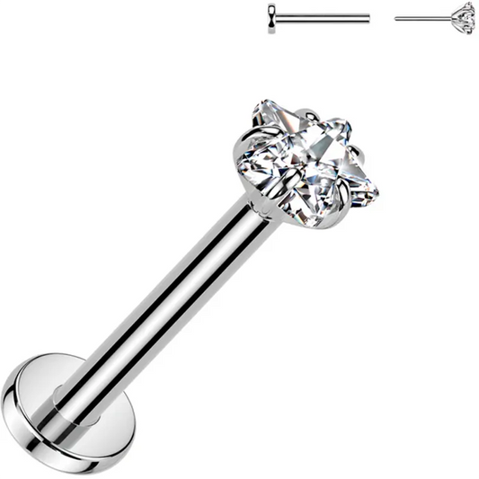 20G 5/16 3mm CZ Star Flatback Titanium Earring