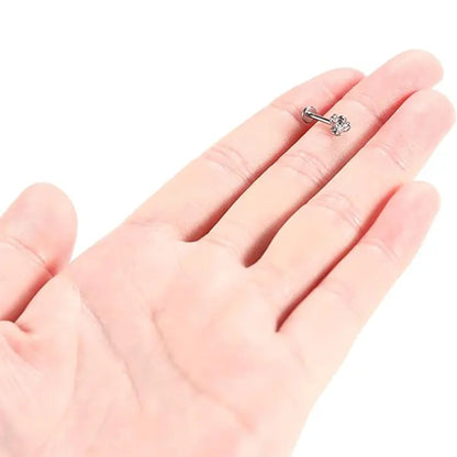 16G Titanium Bee Shape CZ Internal Thread Lip Studs