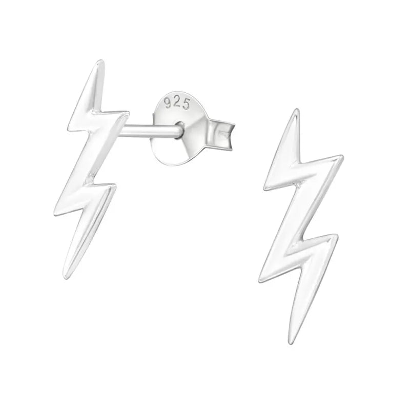 Sterling Silver Thunderbolt Stud Earrings