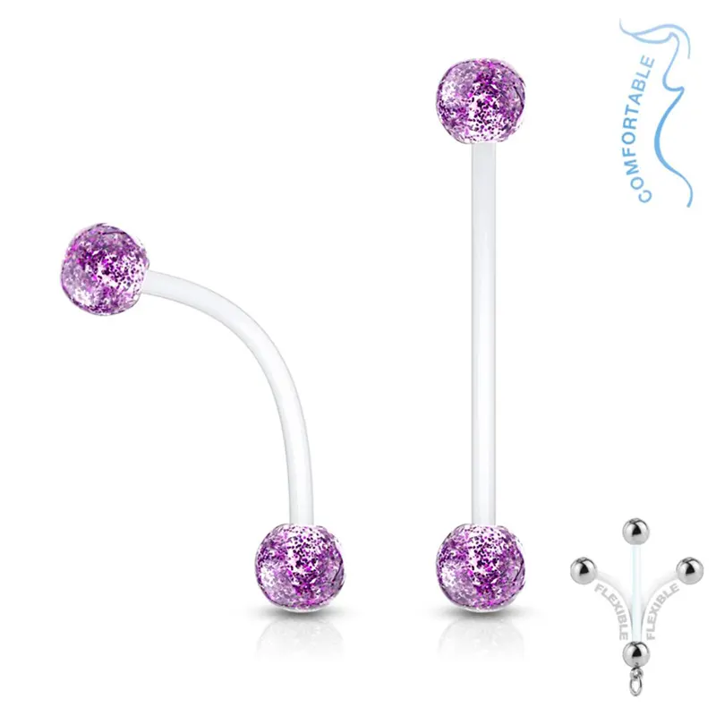 Flexible Glitter Ball Pregnancy Belly Button Piercings