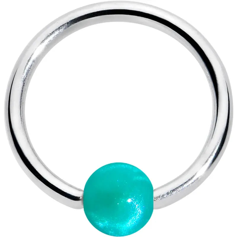 16G 3/8 Opaque Teal Green Captive Bead Ring