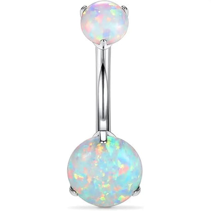 14G G23 Titanium 10mm Opal 3/8 Navel Piercing