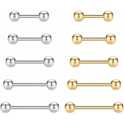 14G Nipple Rings 12mm Nipple Piercings Gold Nipple Barbells 16mm Nipple Jewelry 18mm Long Bar Nipple Ring 20mm Stainless Steel Tongue Barbell Silver 14mm Barbells Piercing Jewelry for Women men