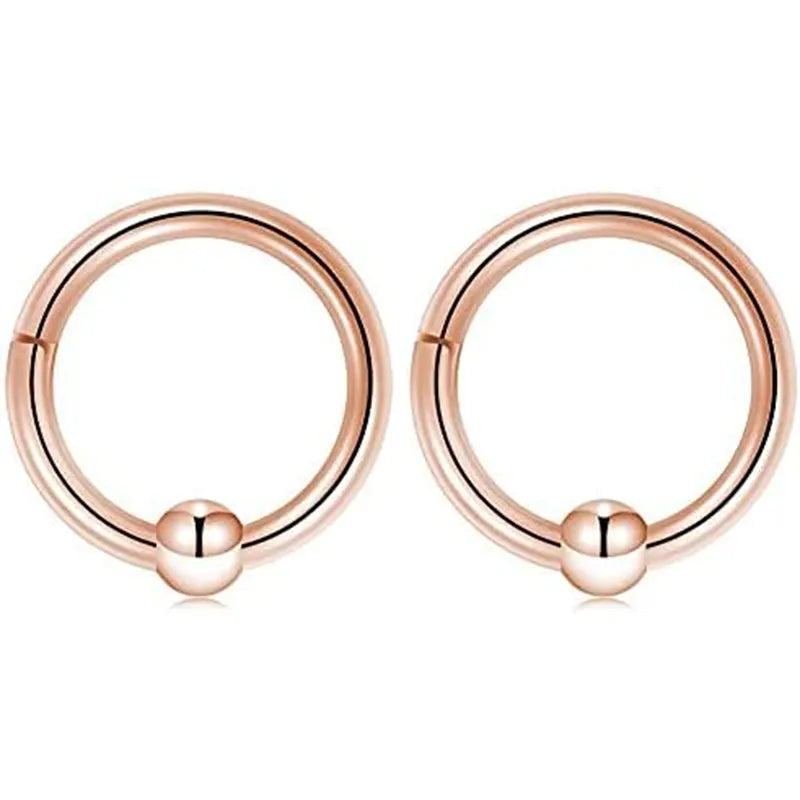 GAGABODY Captive Bead Earrings 16g Surgical Steel Rose Gold Septum Clicker 10mm Helix Earring Body Jewelry for Women Piercings Conch Piercing