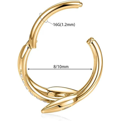 16G Double Ring Snake Band CZ Surgical Steel Nose Ring Earrings