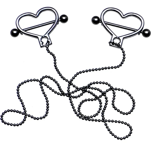 Heart-to-Heart Black Anodized Dangle Nipple Chain