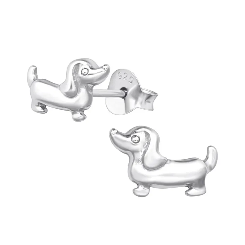 Sterling Silver Dog-Themed Ear Studs for Kids