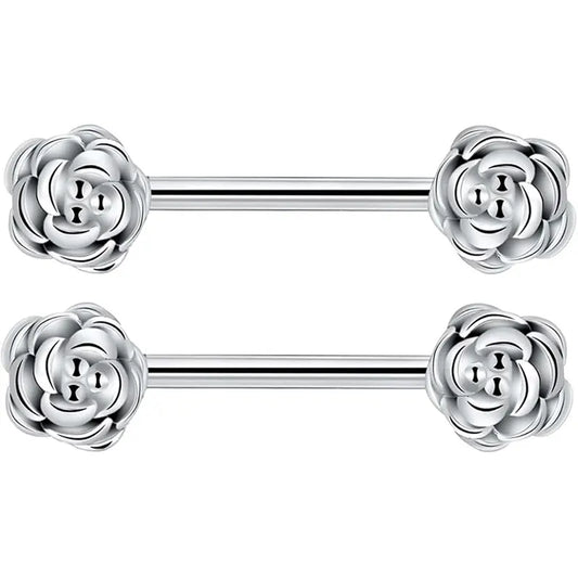 1.6*14 Silver Flower Shaped Barbell