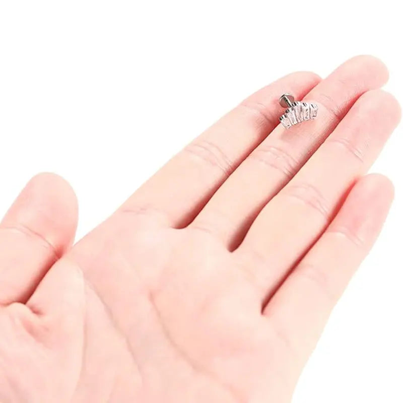 16G Titanium Silver Clear CZ Internal Thread Lip Stud