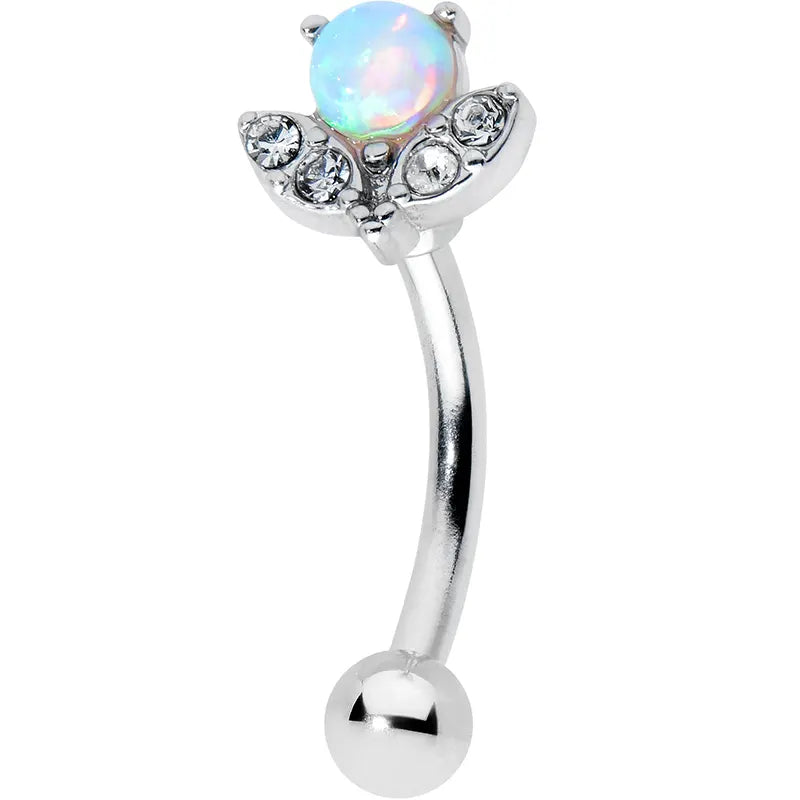 16G 5/16 Opalescent Flower Curved Eyebrow Ring