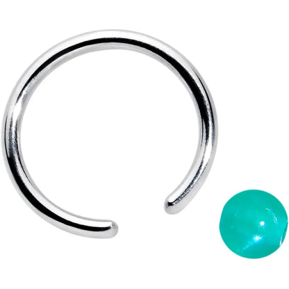 16G 3/8 Opaque Teal Green Captive Bead Ring