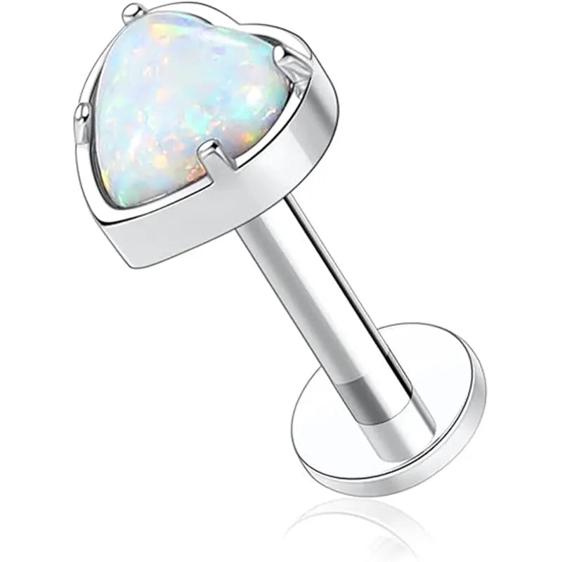 G23 Love Silver White Opal Nose Stud 1.2*6