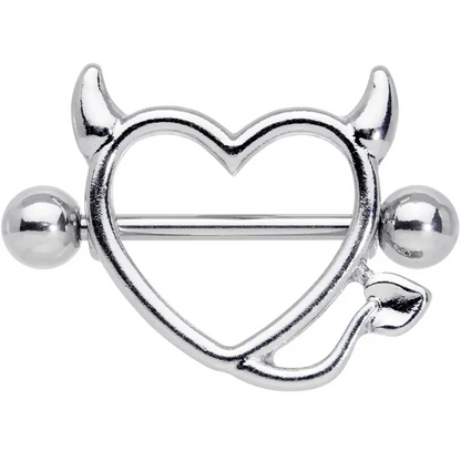 14G 5/8" Valentine Devil Heart Nipple Shields Set