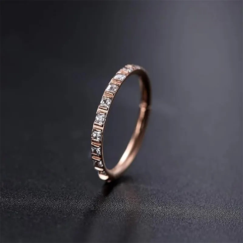 316L Stainless Steel 8mm with Clear CZ Rose Gold Hoop Earrings