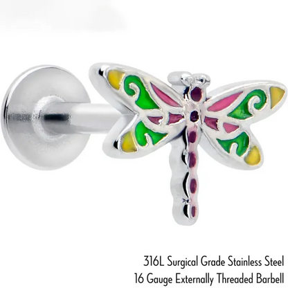 16G Colorful Dragonfly Flatback Earring