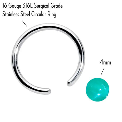 16G 3/8 Opaque Teal Green Captive Bead Ring