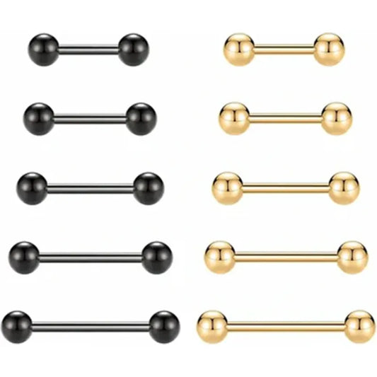 14G Nipple Rings 12mm Nipple Piercings Gold Nipple Barbells16mm Nipple Jewelry Black 18mm Long Bar Nipple Ring 20mm Stainless Steel Tongue Barbell 14mm Barbells Piercing Jewelry for Women men