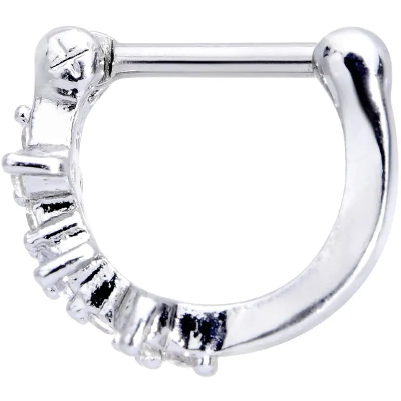 16G 5/16 Sparkling Clear Gem Hinged Cartilage Clicker