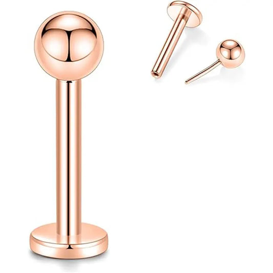 G23 Pin Style Rose Gold Ball Lip Stud 1.2*8*3