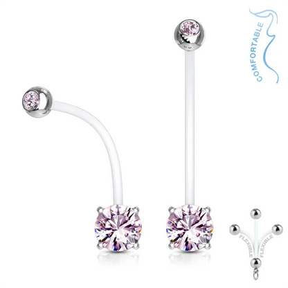 Double Jeweled Prong-Set Belly Bars for Pregnancy