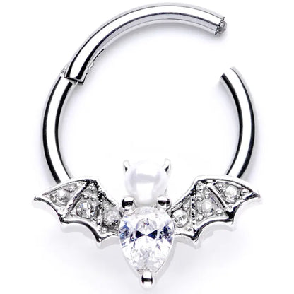 3/8 Clear Gem Vampire Bat Halloween Hinged Segment Ring