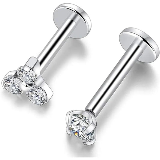 2pcs Titanium 16G Triple Pierced Cartilage Earrings