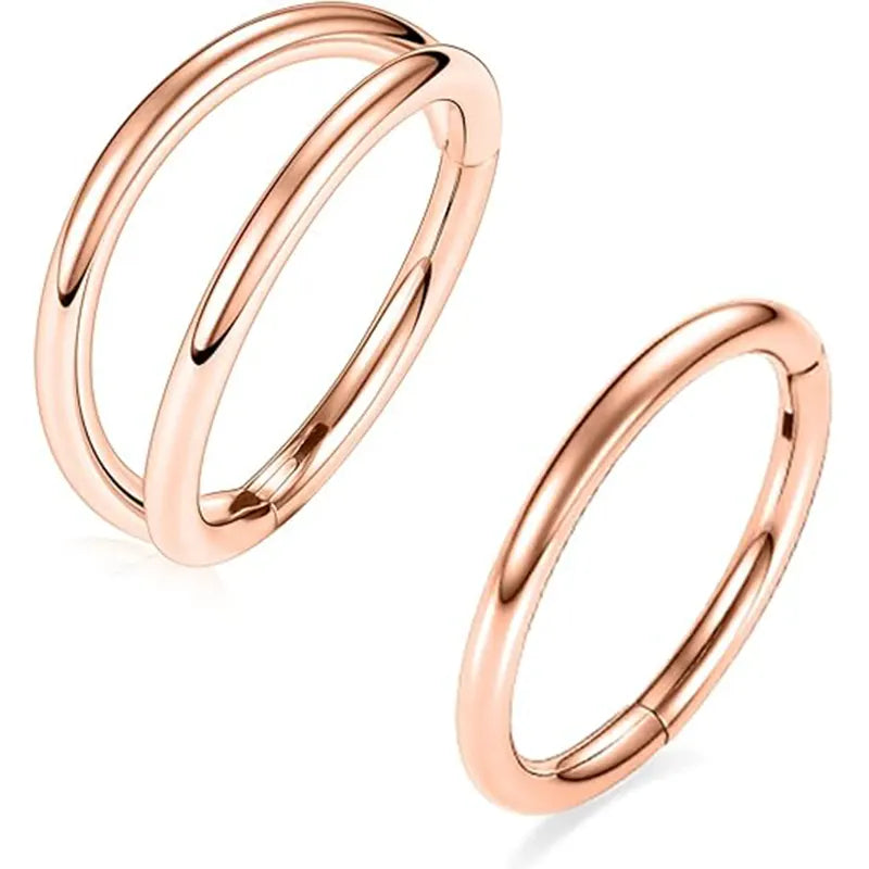 Nose Rings 16 Gauge Nose Ring Hoop Rose Gold Septum Ring Double Hoop Nose Hoop 16g Cartilage Earring Septum Clicker Lip Rings Helix Rook Earrings Nose Piercing 12mm Septum Jewelry Surgical Steel