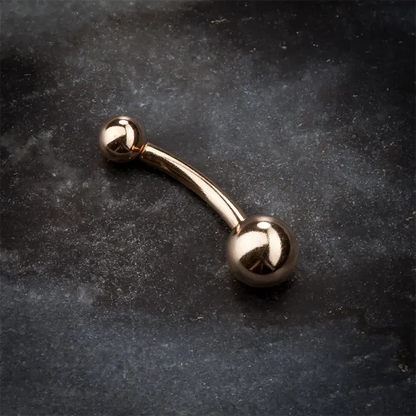 Elegant Dual-Ball 14k Gold Belly Button Ring