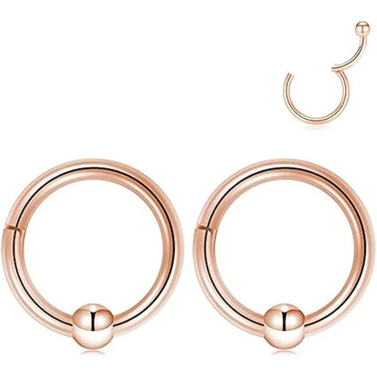 GAGABODY Captive Bead Earrings 16g Surgical Steel Rose Gold Septum Clicker 10mm Helix Earring Body Jewelry for Women Piercings Conch Piercing