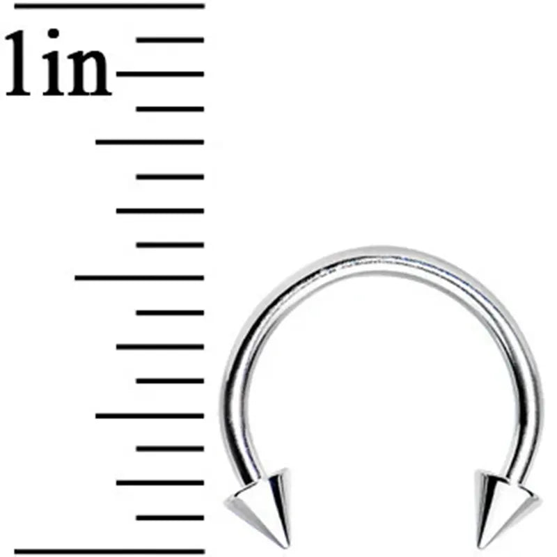 16G 3/8 Stainless Steel Spiked Horseshoe Barbell