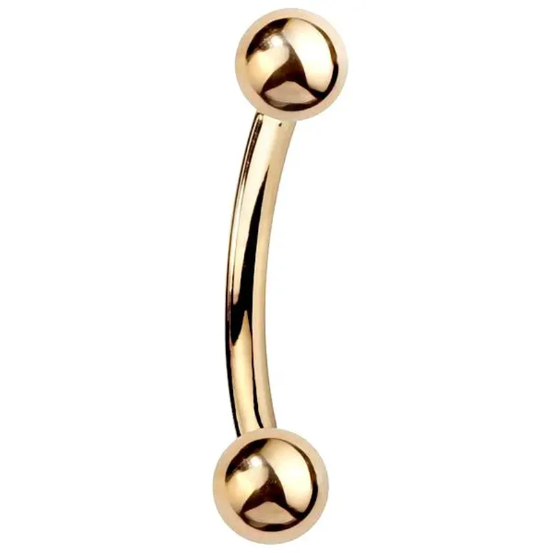 14K Gold Curved Barbell Belly Button Ring