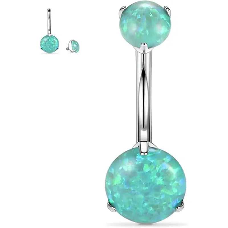 14G G23 Titanium 10mm Opal 3/8 Navel Piercing