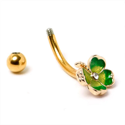 16G 5/16 Lucky Charm Clear Gem Curved Eyebrow Ring