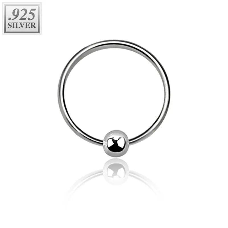 Colored Sterling Silver Fixed Ball Closure Ring