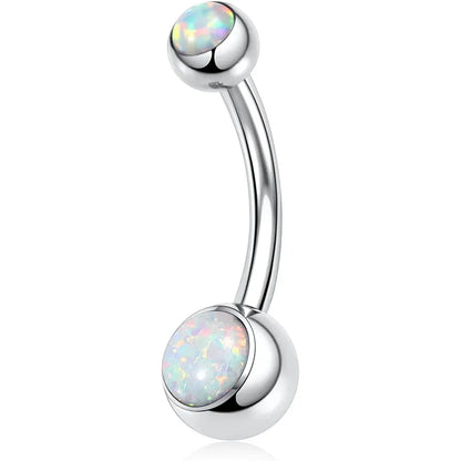 14G G23 Titanium 10mm Round Opal 3/8" Belly Button Ring