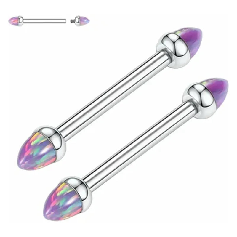 GAGABODY Pair 14G Nipple Rings G23 Titanium Internally Threaded Nipple Barbells 12mm-18mm Bridge Piercing Jewelry Straight Nipple Bar for Women Men Nipple Piercing Jewelry with CZ/Opal