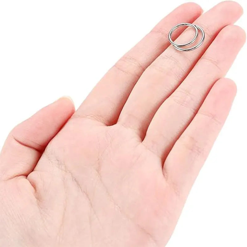 316L Medical Steel Conch Shape Double Ring Silver Hinged Nose Ring