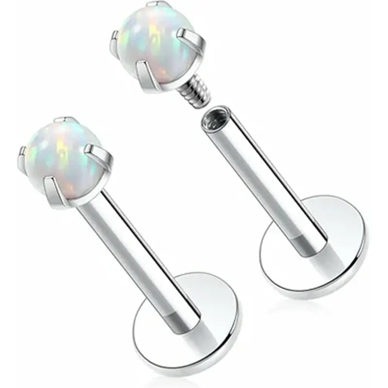 GAGABODY G23 Titanium 16G 3mm Opal Internally Threaded Labret Helix Cartilage Tragus Monroe Lip Studs Earring Piercing 8mm