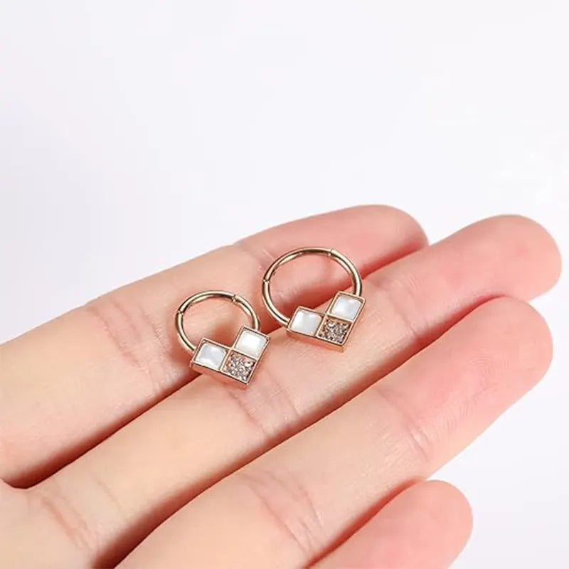 16G Surgical Steel Rose Gold with White Shell Nasal Septal Ring