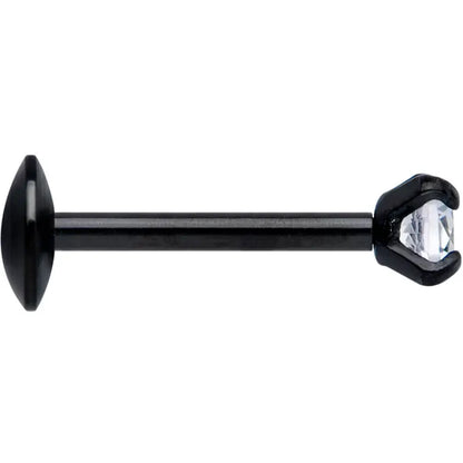 Classic Black CZ Gem Threadless Labret Stud