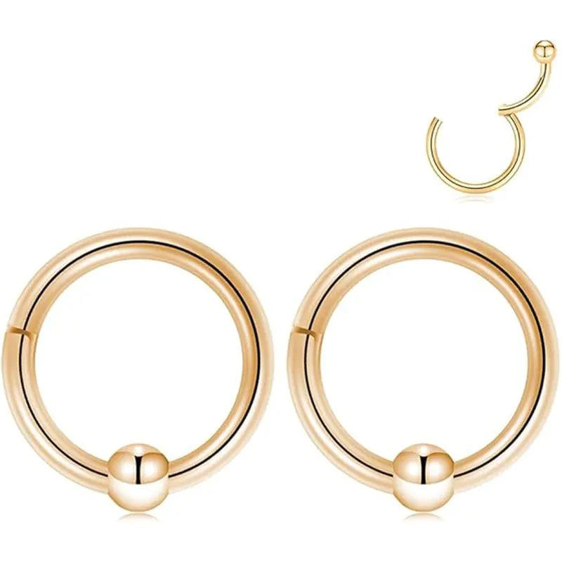 GAGABODY 16 Gauge Earring Captive Bead Ring Gold Septum Clicker 8mm Nose Piercing Jewelry Surgical Steel Helix Earring Hoop Nose Rings for Women