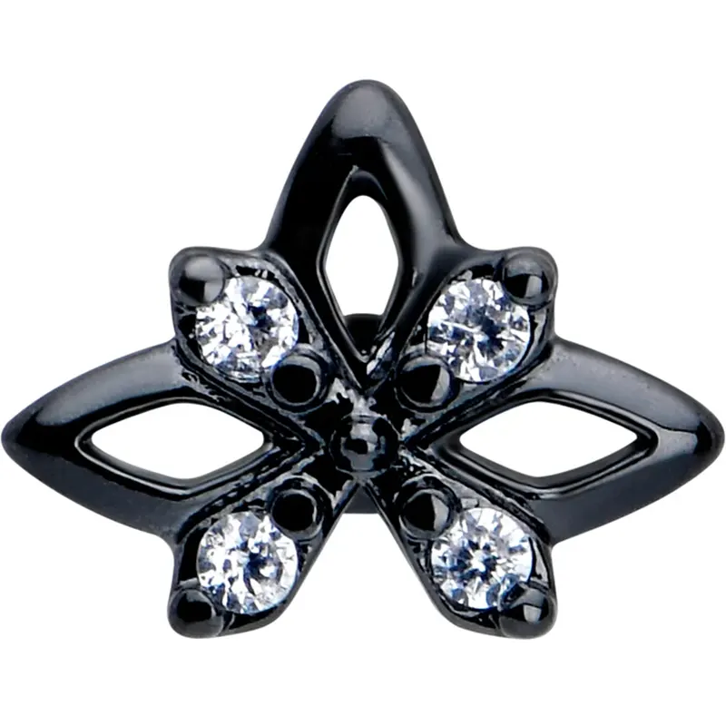 16G Clear CZ Gem Black Gothic Star Flatback Earring