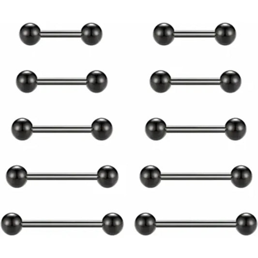 14G Nipple Rings for Women 12mm Nipple Piercing Black Nipple Jewelry 14mm Stainless Steel Nipplerings Tongue Barbell 16mm Straight Nipple Piercing Jewelry 18mm Black Barbells Piercing Jewelry 20mm