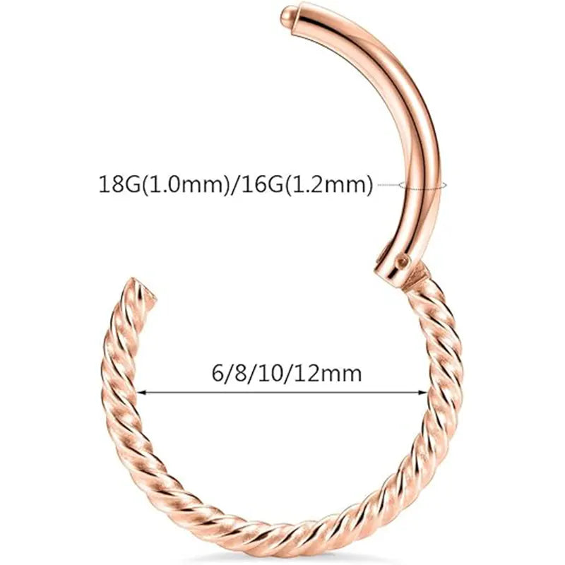 Rose Gold Medical Steel Cartilage Earrings Nasal Septal Ring